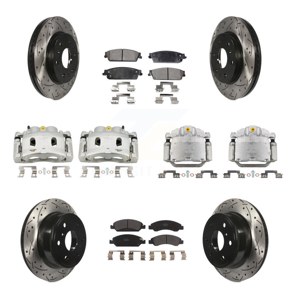 Kit de plaquettes semi-métalliques pour étrier de frein avant et arrière, Rotor à fente percé (10 pièces) pour GM