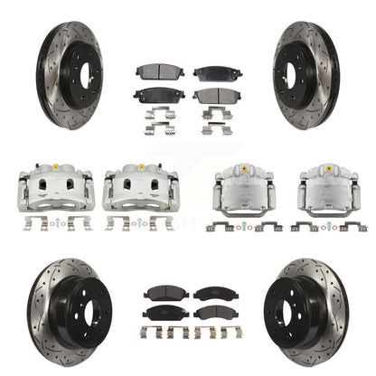 Kit de plaquettes semi-métalliques pour étrier de frein avant et arrière, Rotor à fente percé (10 pièces) pour GM