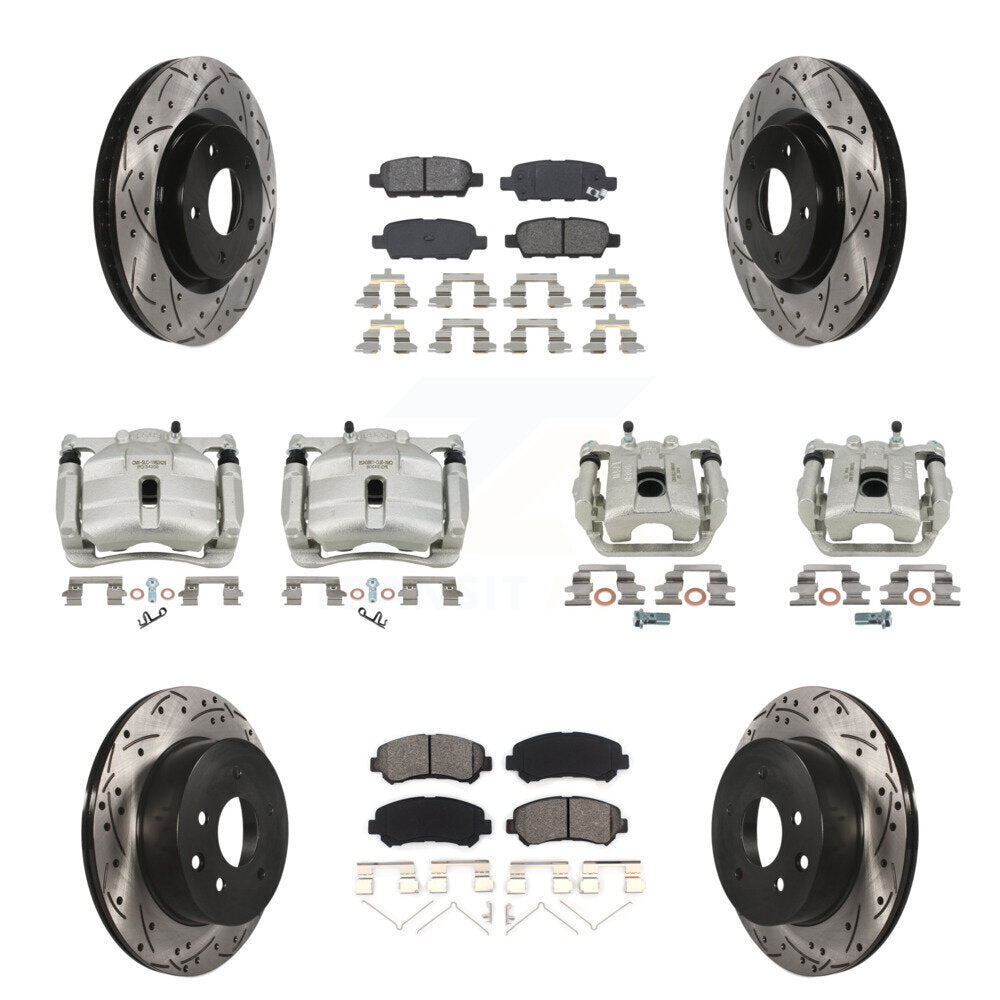 Kit de plaquettes semi-métalliques de Rotor de fente d'étrier de frein avant et arrière (10 pièces) pour Rogu