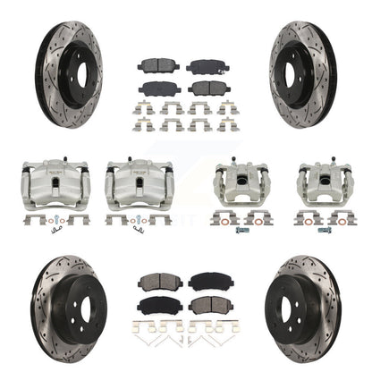 Kit de plaquettes semi-métalliques de Rotor de fente d'étrier de frein avant et arrière (10 pièces) pour Rogu