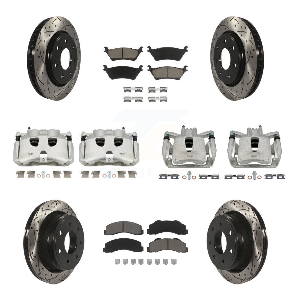 Kit de plaquettes en céramique pour étriers de frein avant et arrière, Rotors à fentes (10 pièces) pour Ford F-15