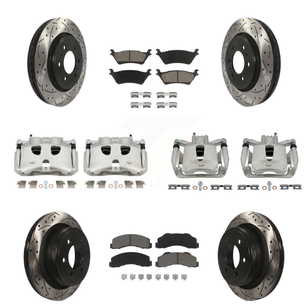 Kit de plaquettes en céramique pour étriers de frein avant et arrière, Rotors à fentes (10 pièces) pour Ford F-15