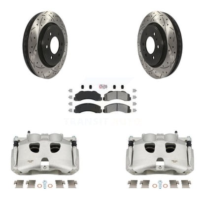 Kit de plaquettes semi-métalliques de Rotor de fente de foret d'étrier enduit de frein avant pour Ford F-15