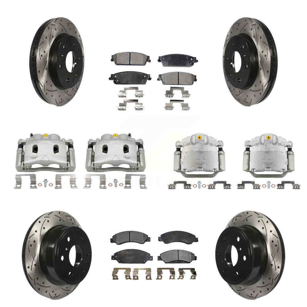 Kit de plaquettes semi-métalliques pour étrier de frein avant et arrière, Rotor à fente percé (10 pièces) pour GM