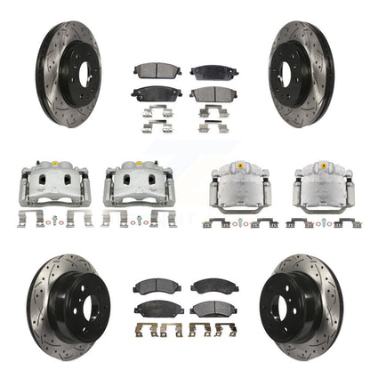 Kit de plaquettes semi-métalliques pour étrier de frein avant et arrière, Rotor à fente percé (10 pièces) pour GM