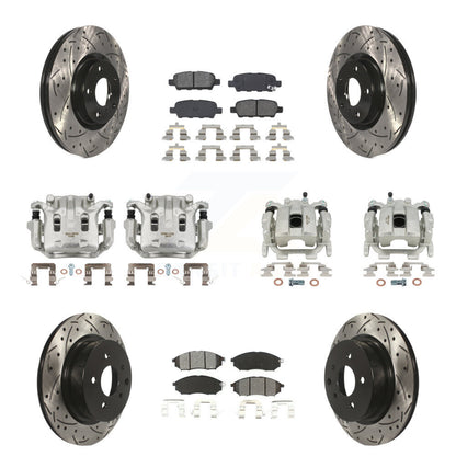 Étrier enduit de frein à disque avant et arrière, Rotors à fente, Kit de plaquettes semi-métalliques pour