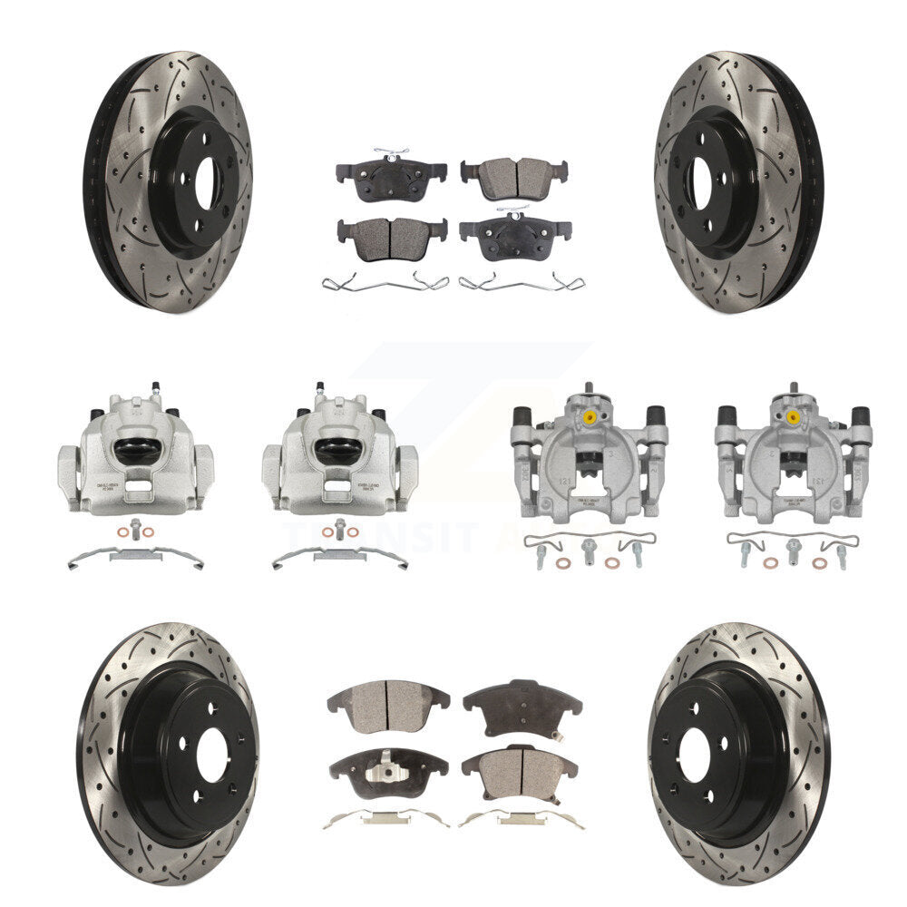 Étrier enduit de frein à disque avant et arrière, Rotors à fente, Kit de plaquettes semi-métalliques pour