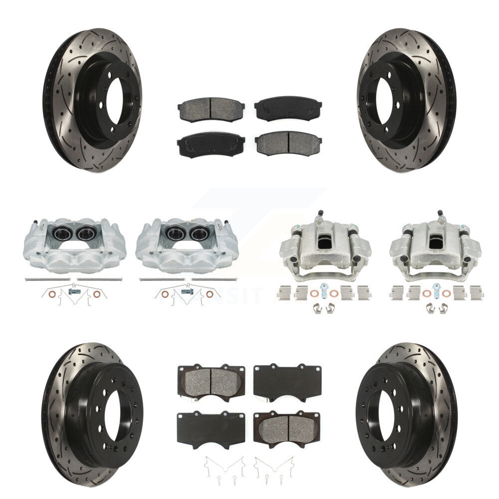Kit de plaquettes semi-métalliques de Rotor de fente d'étrier de frein avant et arrière (10 pièces) pour Lexu