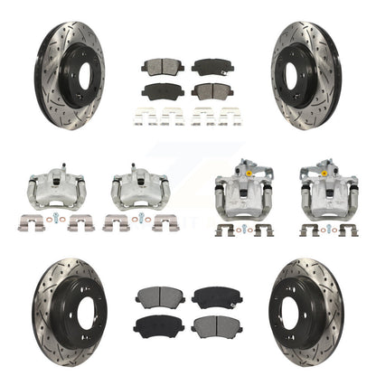 Kit de plaquettes semi-métalliques pour étrier de frein avant et arrière, Rotor à fente percé (10 pièces) pour Ki