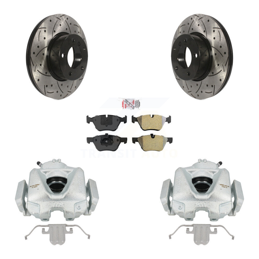Kit de plaquettes semi-métalliques de rotors de fente de foret d'étrier enduit de frein avant pour BMW 328x