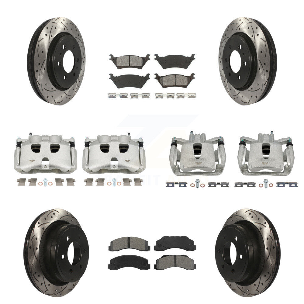 Étrier de frein avant et arrière, Rotor à fente percé, Kit de plaquettes semi-métalliques pour Ford F-15