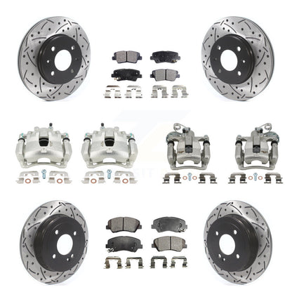 Étrier enduit de frein à disque avant et arrière, Rotors à fente, Kit de plaquettes semi-métalliques pour