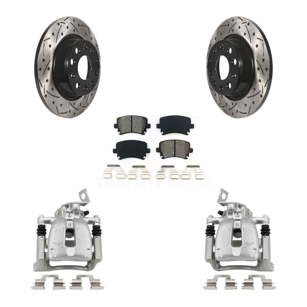 Kit de plaquettes semi-métalliques de Rotor de fente de foret d'étrier de manteau de frein arrière pour Volkswagen C