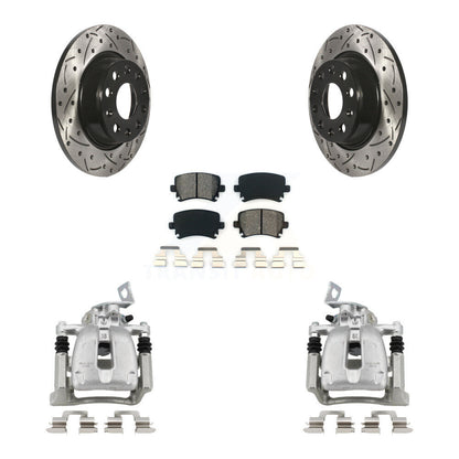 Kit de plaquettes semi-métalliques de Rotor de fente de foret d'étrier de manteau de frein arrière pour Volkswagen C