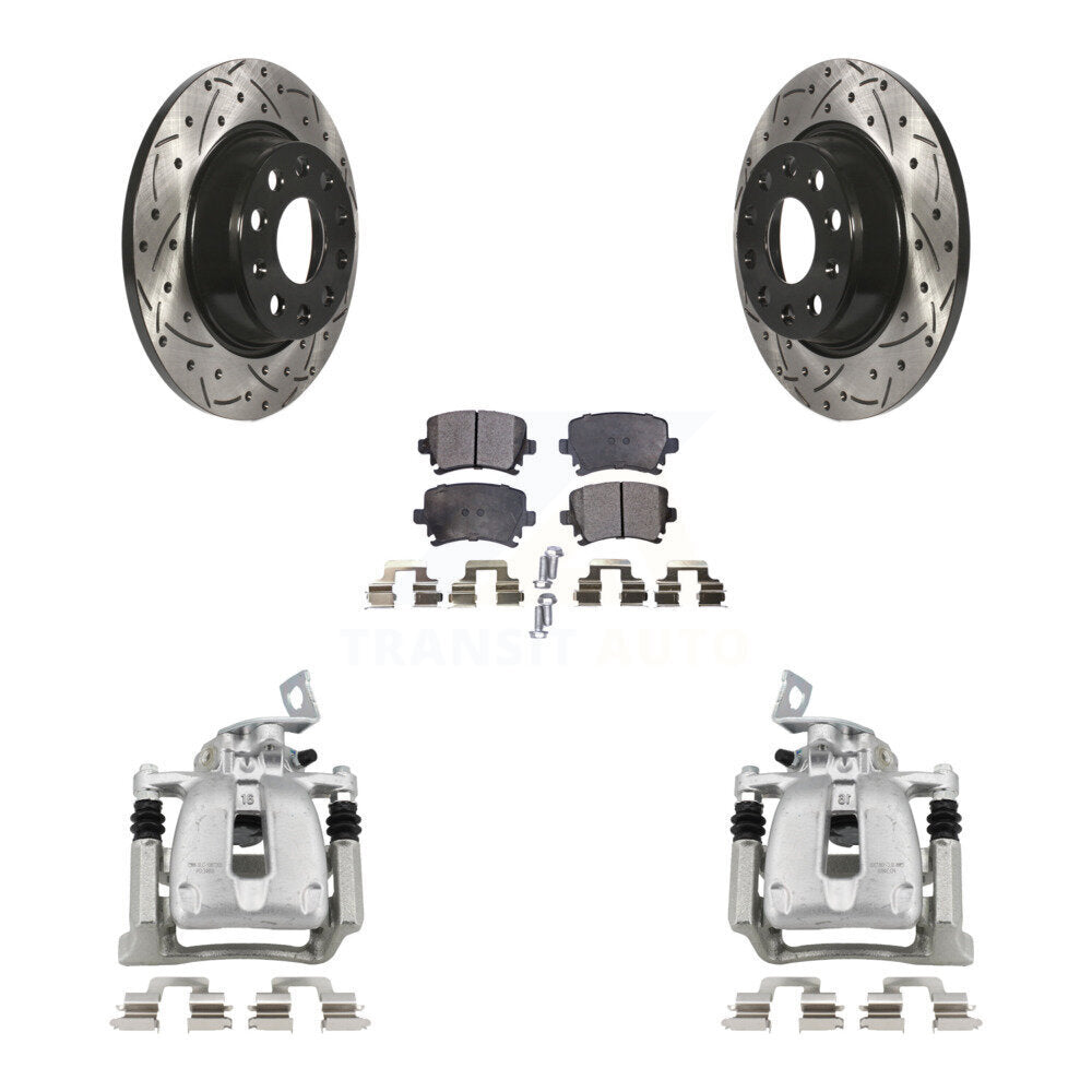 Kit de plaquettes semi-métalliques de Rotor de fente de foret d'étrier de manteau de frein arrière pour Volkswagen C