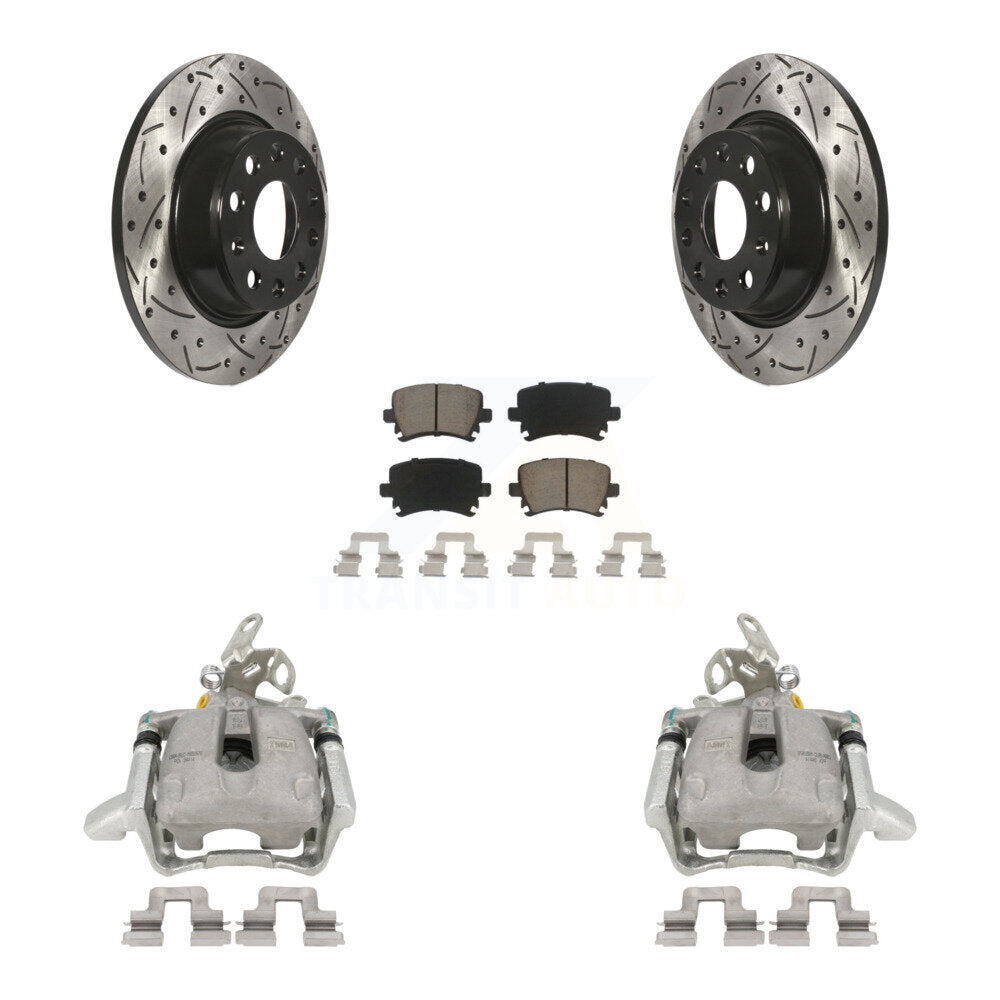 Kit de plaquettes en céramique pour étrier de frein arrière, Rotor à fente percé, pour Volkswagen GTI Audi A