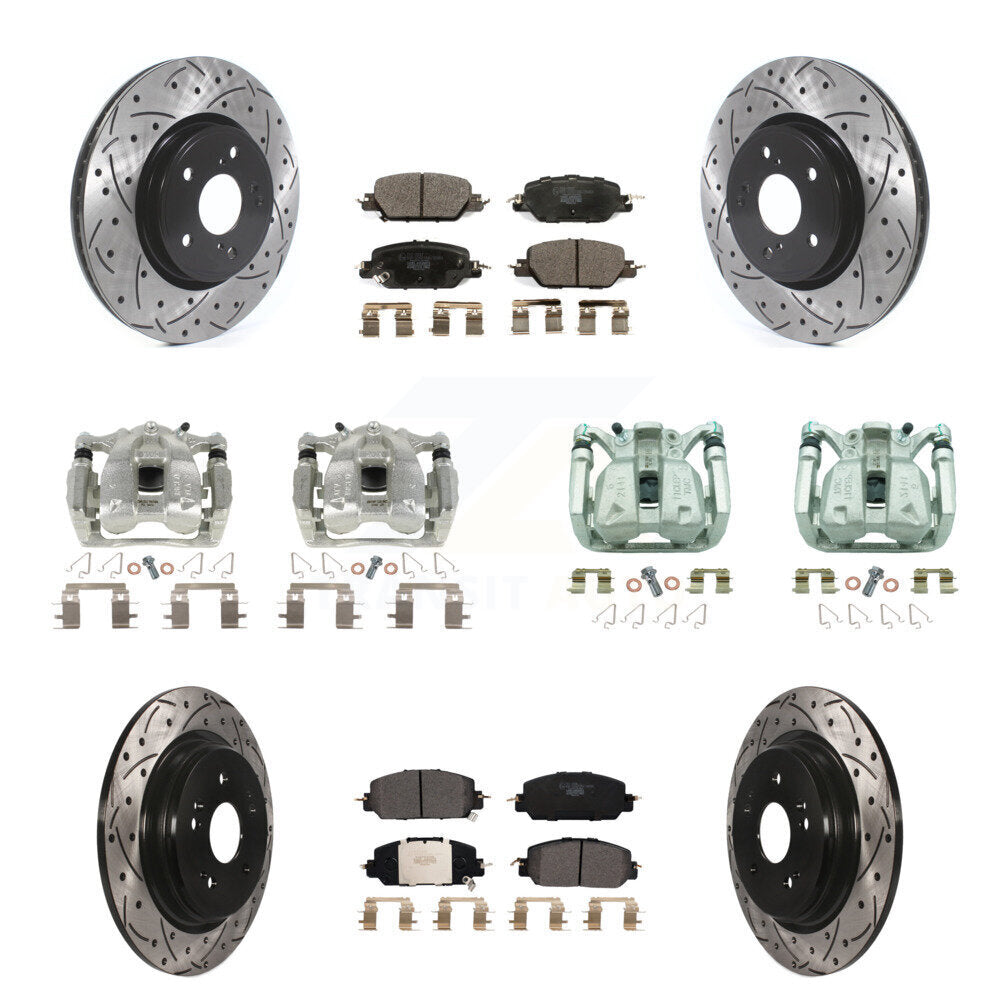 Kit de plaquettes en céramique pour étriers de frein avant et arrière, Rotors à fentes (10 pièces) pour Honda CR-