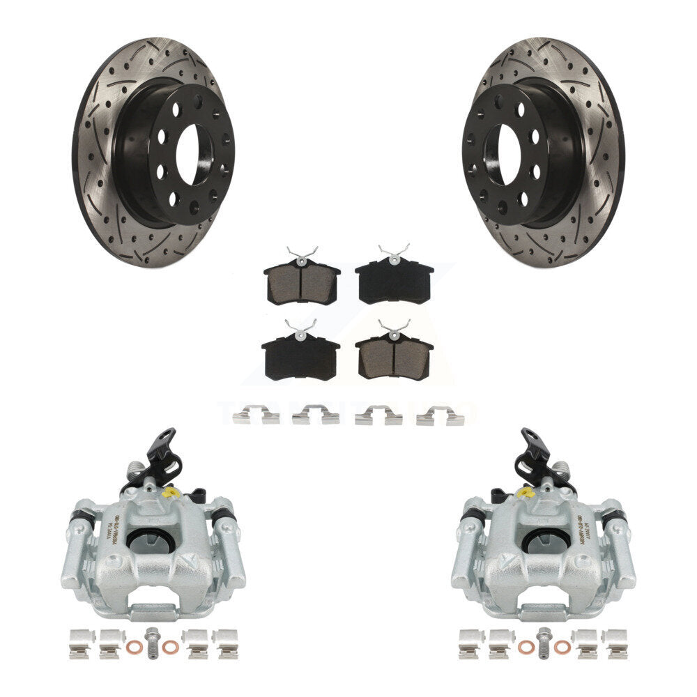 Kit de plaquettes en céramique de Rotor de fente de foret d'étrier enduit de frein arrière pour Volkswagen Beetl
