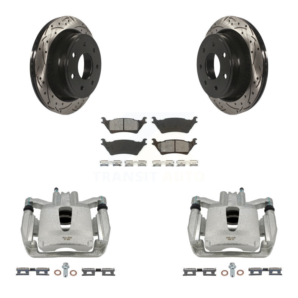 Kit de plaquettes semi-métalliques de rotors de fente d'étrier enduits de frein arrière pour Ford F-15