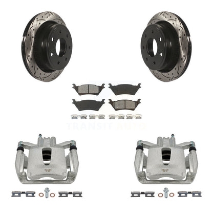 Kit de plaquettes semi-métalliques de rotors de fente d'étrier enduits de frein arrière pour Ford F-15