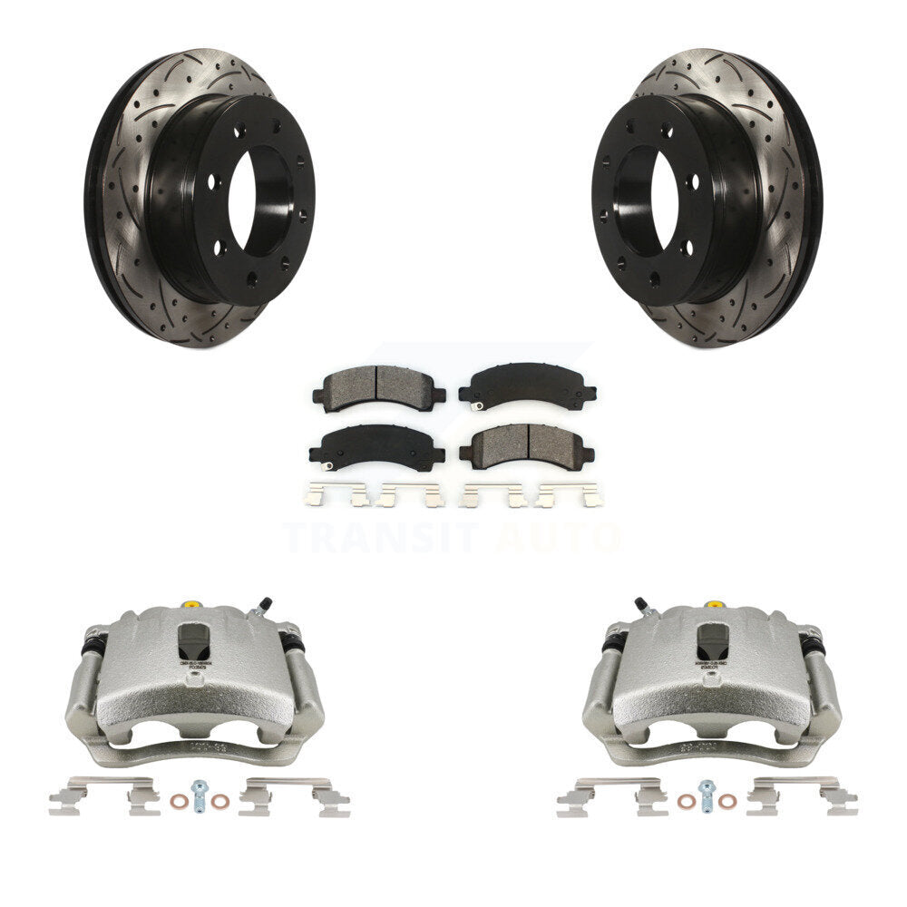 Kit de plaquettes semi-métalliques de Rotor de fente de forage d'étrier de frein arrière pour GMC Chevrolet 350