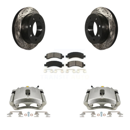 Kit de plaquettes semi-métalliques de Rotor de fente de forage d'étrier de frein arrière pour GMC Chevrolet 350