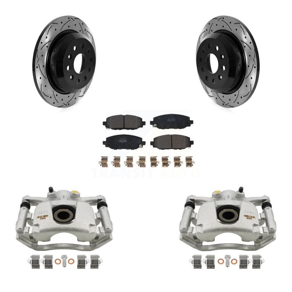 Kit de plaquettes semi-métalliques de Rotor de fente d'étrier de manteau de frein arrière pour Jeep Wrangle