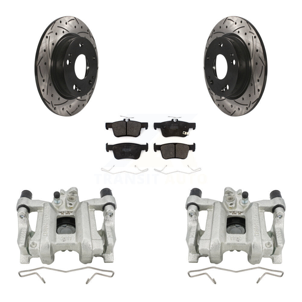 Kit de plaquettes semi-métalliques de Rotor de fente de foret d'étrier enduit de frein arrière pour Honda Civi