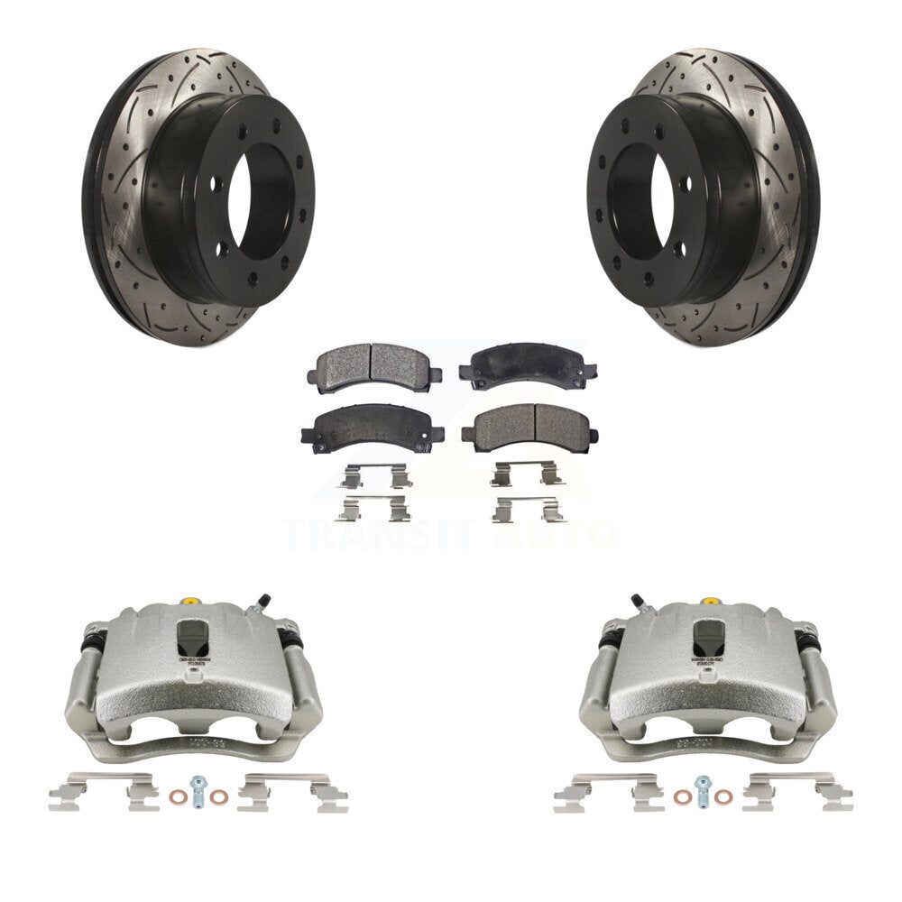 Kit de plaquettes semi-métalliques de Rotor de fente de forage d'étrier de frein arrière pour GMC Chevrolet 250