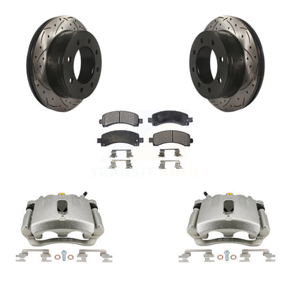 Kit de plaquettes semi-métalliques de Rotor de fente de forage d'étrier de frein arrière pour GMC Chevrolet 250