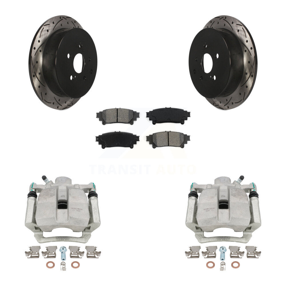 Kit de plaquettes semi-métalliques de Rotor de fente de foret d'étrier de manteau de frein arrière pour Toyota Sienn