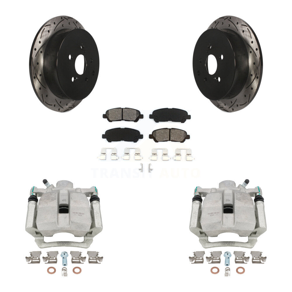 Kit de plaquettes semi-métalliques de Rotors de fente de foret d'étrier de frein arrière pour Toyota Highlande