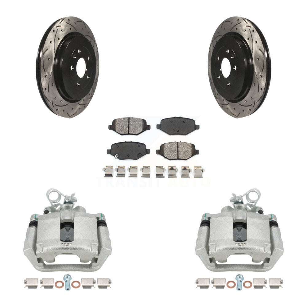 Kit de plaquettes semi-métalliques de Rotor de fente de forage d'étrier de frein arrière pour Ford Explorer Fle