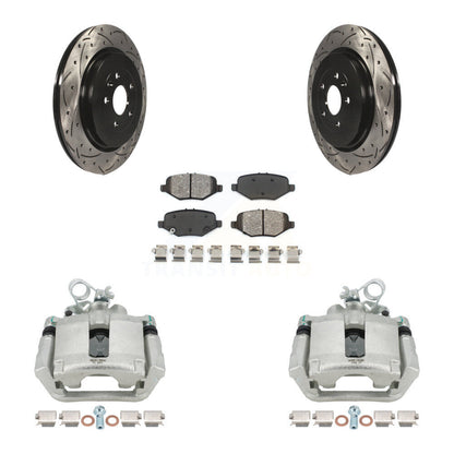 Kit de plaquettes semi-métalliques de Rotor de fente de forage d'étrier de frein arrière pour Ford Explorer Fle