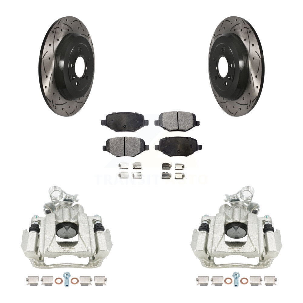 Kit de plaquettes semi-métalliques de Rotor de fente de forage d'étrier de frein arrière pour Ford Explorer Fle