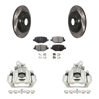 Kit de plaquettes semi-métalliques de Rotor de fente de forage d'étrier de frein arrière pour Ford Explorer Fle