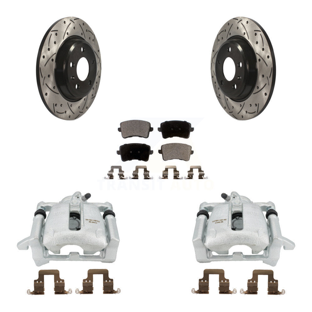 Kit de plaquettes semi-métalliques de Rotor de fente de forage d'étrier de frein arrière pour Audi Q5 A4 Quattr