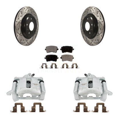 Kit de plaquettes semi-métalliques de Rotor de fente de forage d'étrier de frein arrière pour Audi Q5 A4 Quattr