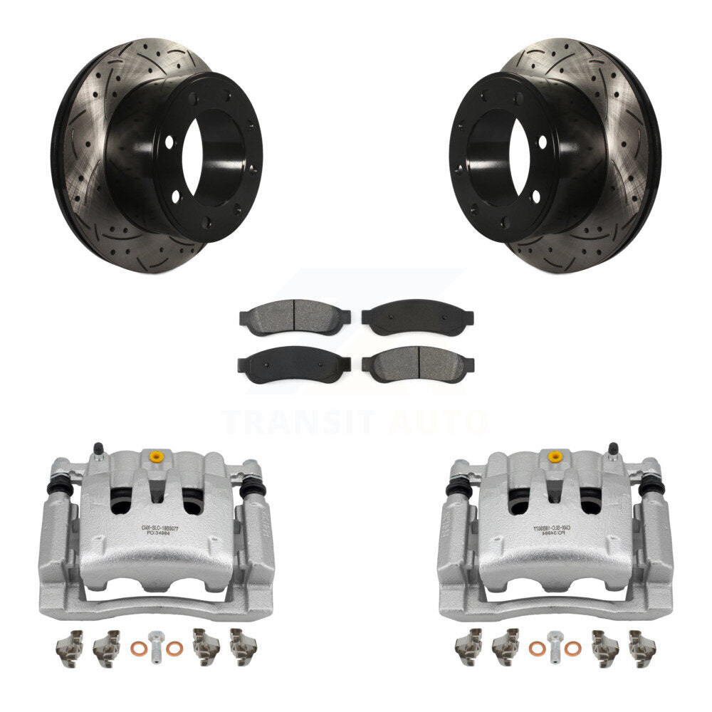 Kit de plaquettes semi-métalliques pour étrier de frein arrière, Rotor à fente percé, pour Ford F-250 Supe