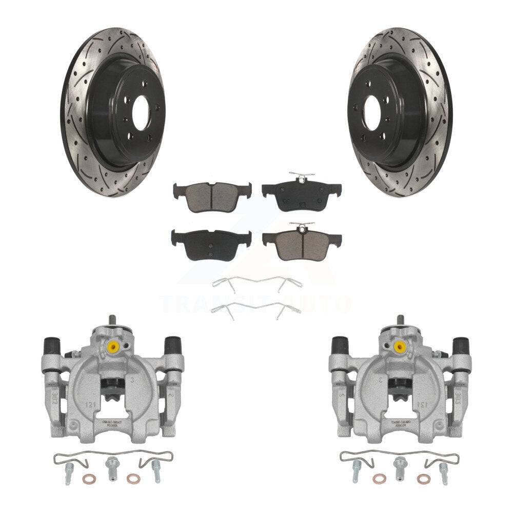 Kit de plaquettes en céramique de Rotor de fente de foret d'étrier de manteau de frein arrière pour Lincoln Continenta
