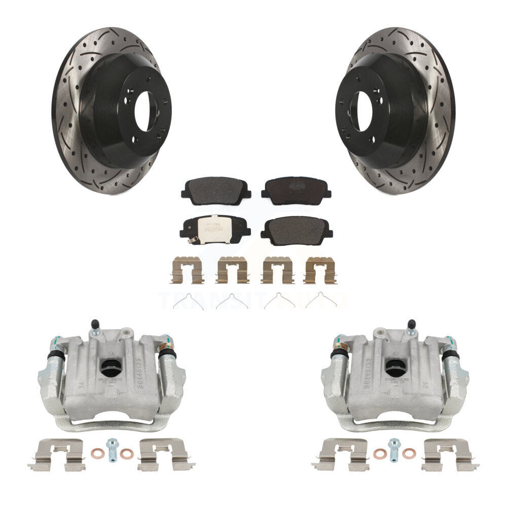 Kit de plaquettes semi-métalliques de Rotor de fente de foret d'étrier enduit de frein arrière pour Kia Sorent