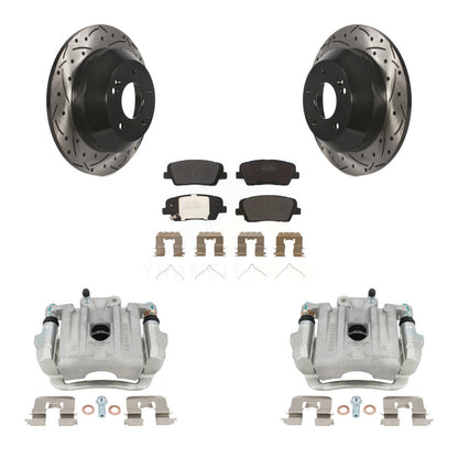 Kit de plaquettes semi-métalliques de Rotor de fente de foret d'étrier enduit de frein arrière pour Kia Sorent