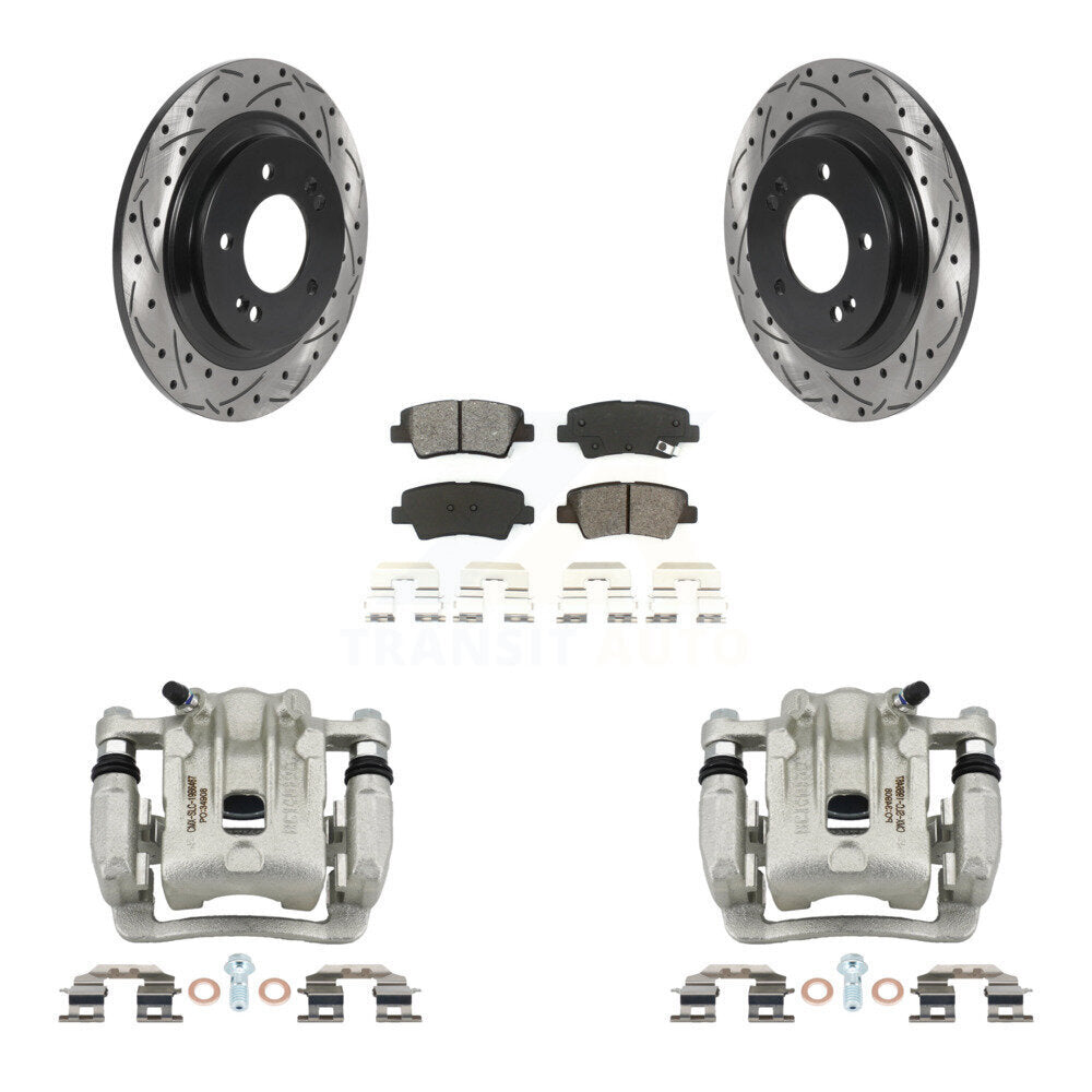Kit de plaquettes semi-métalliques de Rotor de fente de forage d'étrier de frein arrière pour 13 Kia Optima 2.0