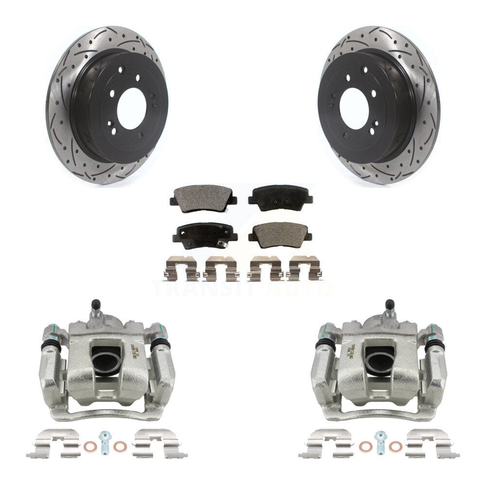 Kit de plaquettes semi-métalliques de Rotor de fente de forage d'étrier de frein arrière pour Hyundai Tucson Ki