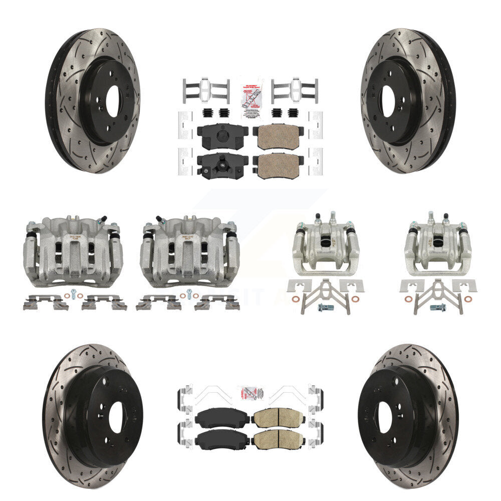 Kit de plaquettes en céramique pour étriers de frein avant et arrière, Rotors à fentes (10 pièces) pour Honda CR-