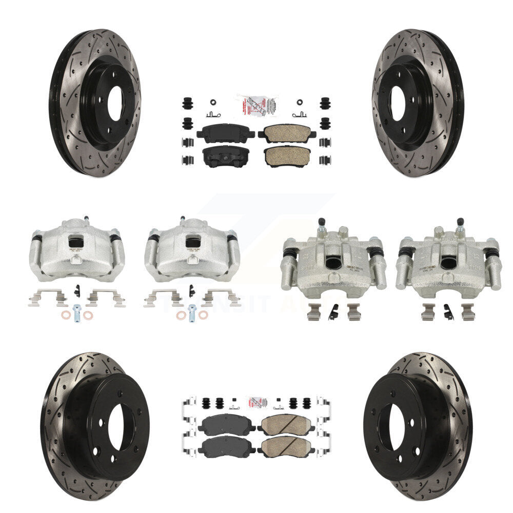 Kit de plaquettes en céramique pour étrier de frein avant et arrière, Rotors à fentes (10 pièces) pour Jeep Dodg