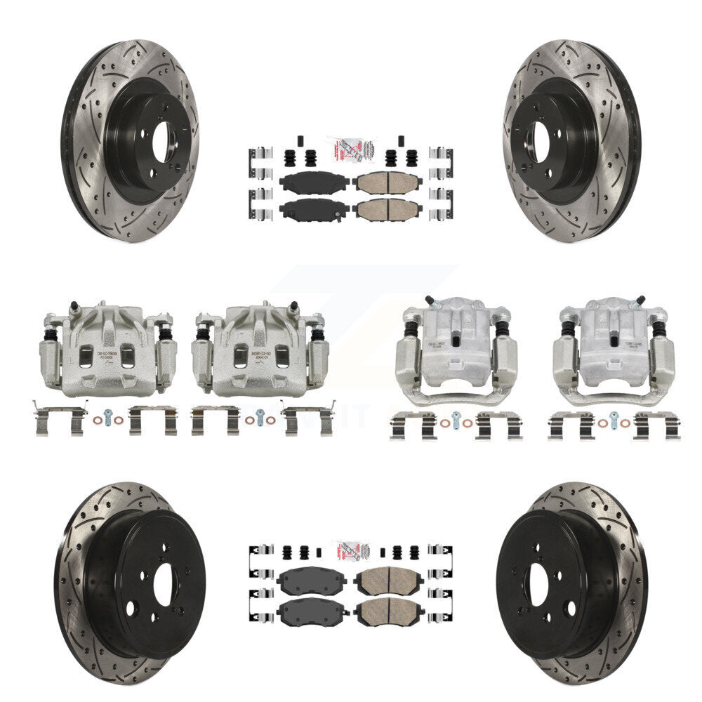 Kit de plaquettes en céramique de Rotor de fente de foret d'étrier de manteau de frein avant et arrière pour Subaru Legac