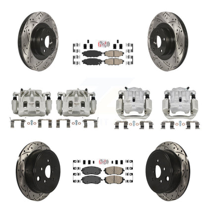 Kit de plaquettes en céramique de Rotor de fente de foret d'étrier de manteau de frein avant et arrière pour Subaru Legac