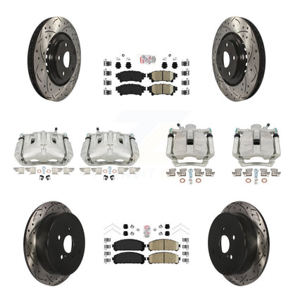 Kit de plaquettes en céramique de Rotor de fente de foret d'étrier de manteau de frein avant et arrière (10 pièces) pour Toyot