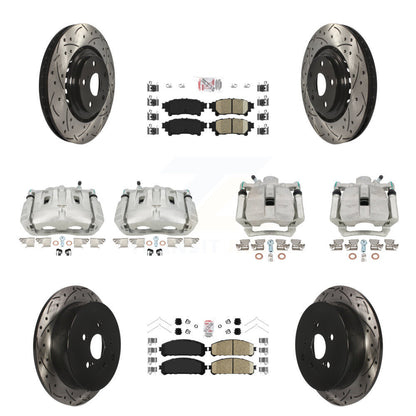 Kit de plaquettes en céramique de Rotor de fente de foret d'étrier de manteau de frein avant et arrière (10 pièces) pour Toyot